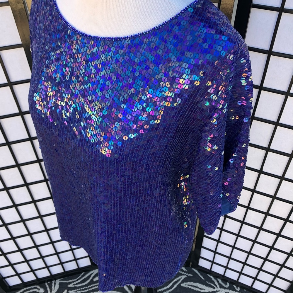 Sequin Blue Blouse - image 7